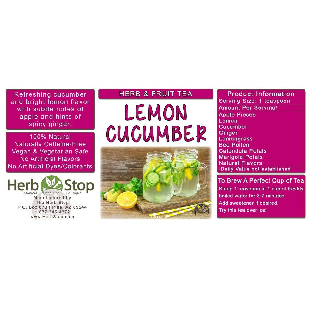 Lemon Cucumber Loose Leaf Herb & Fruit Tea Label