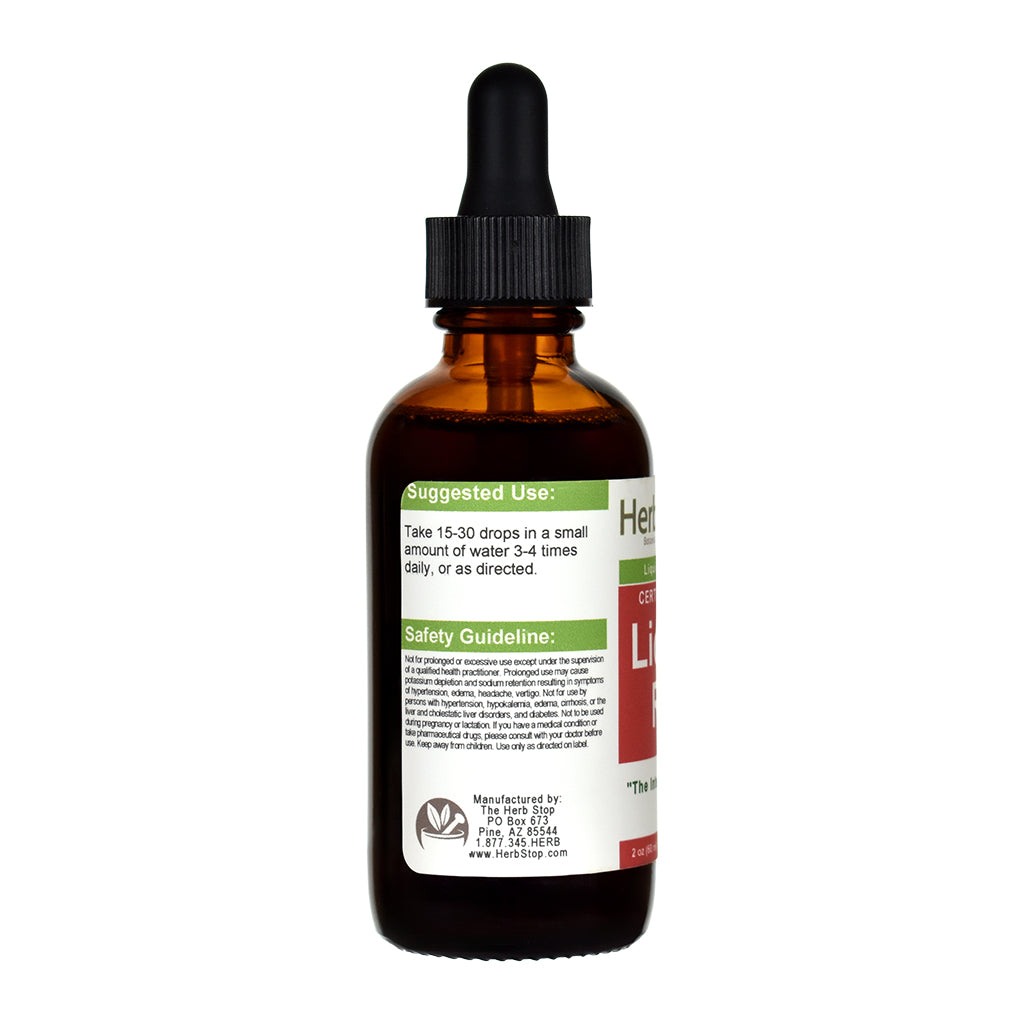 Organic Licorice Root Liquid Extract 2 oz Bottle - Left