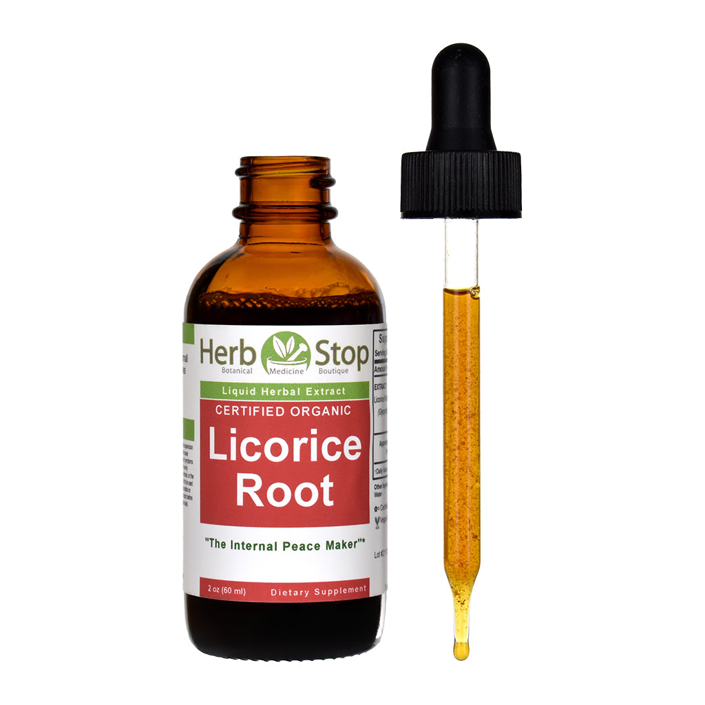 Organic Licorice Root Liquid Extract 2 oz Bottle - Open