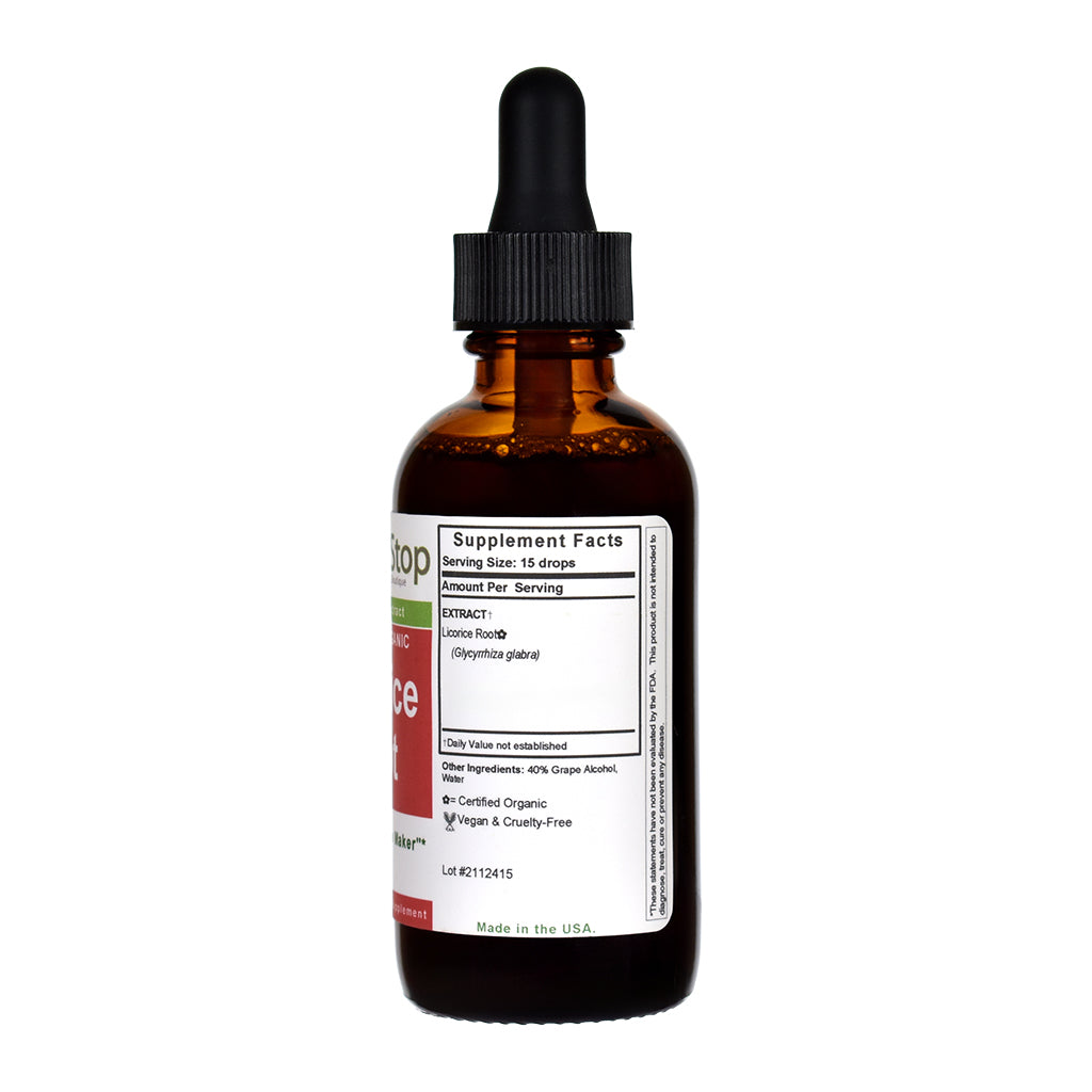 Organic Licorice Root Liquid Extract 2 oz Bottle - Right