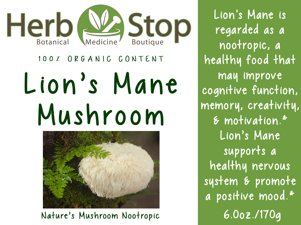 Organic Lion's Mane Mushroom Powder - Label