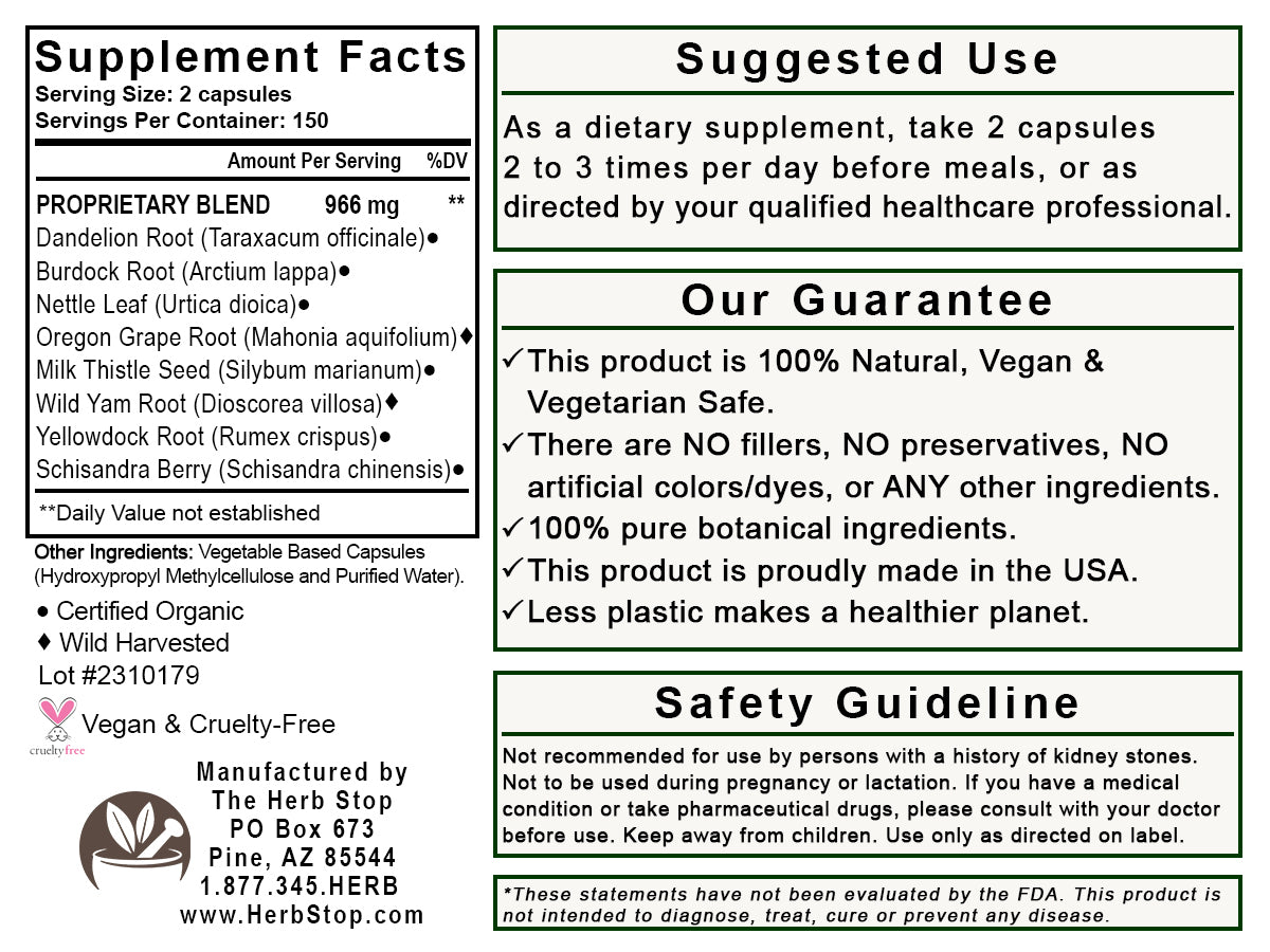 Liver Clear Capsules Label - Back