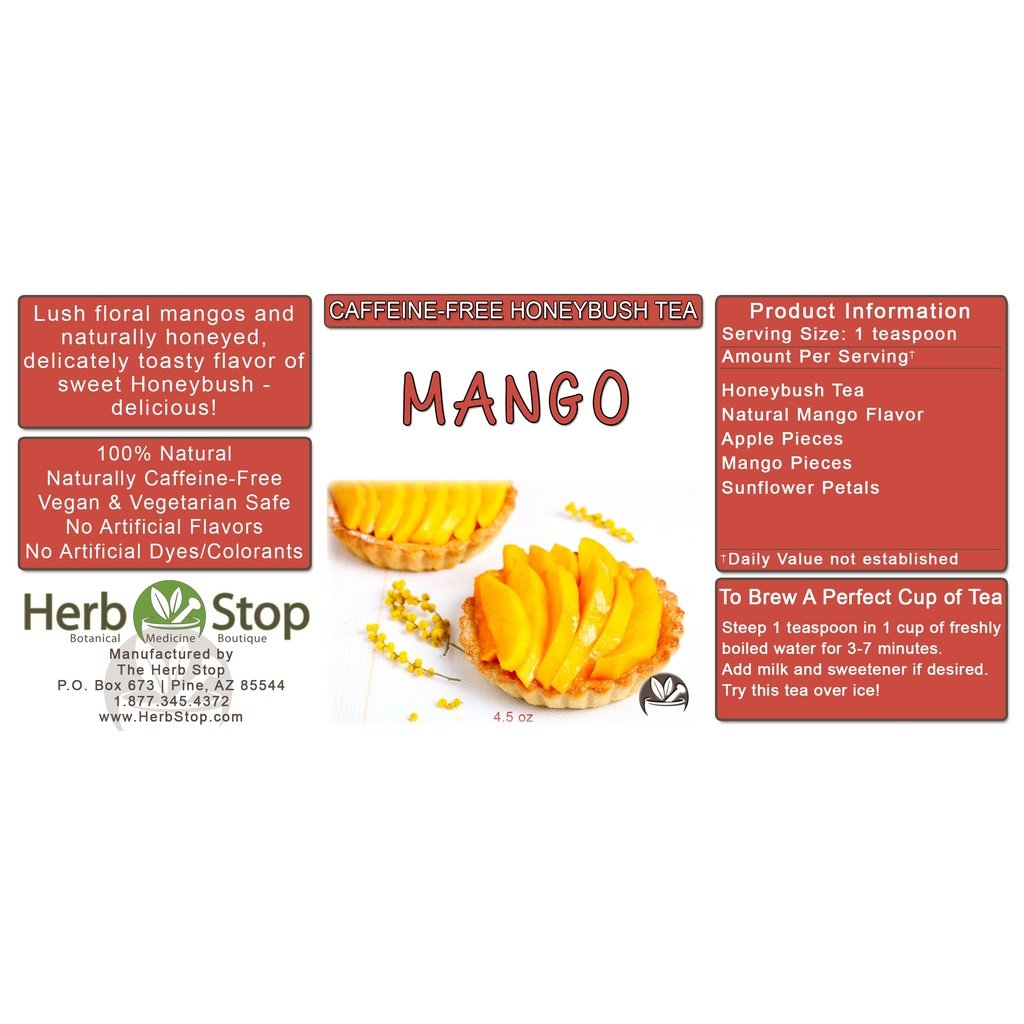 Mango Loose Leaf Honeybush Tea Label