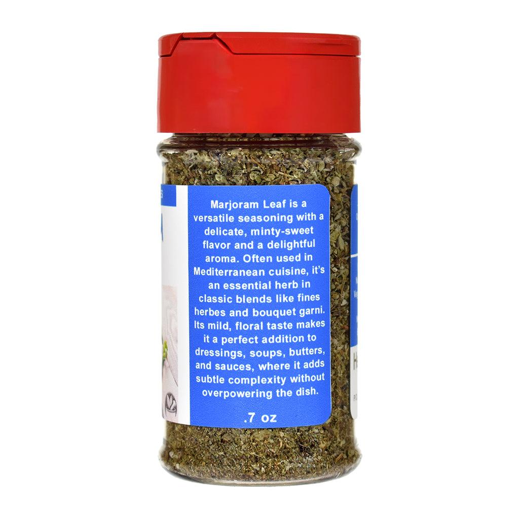 Organic Marjoram Leaf Spice Jar - Right Side