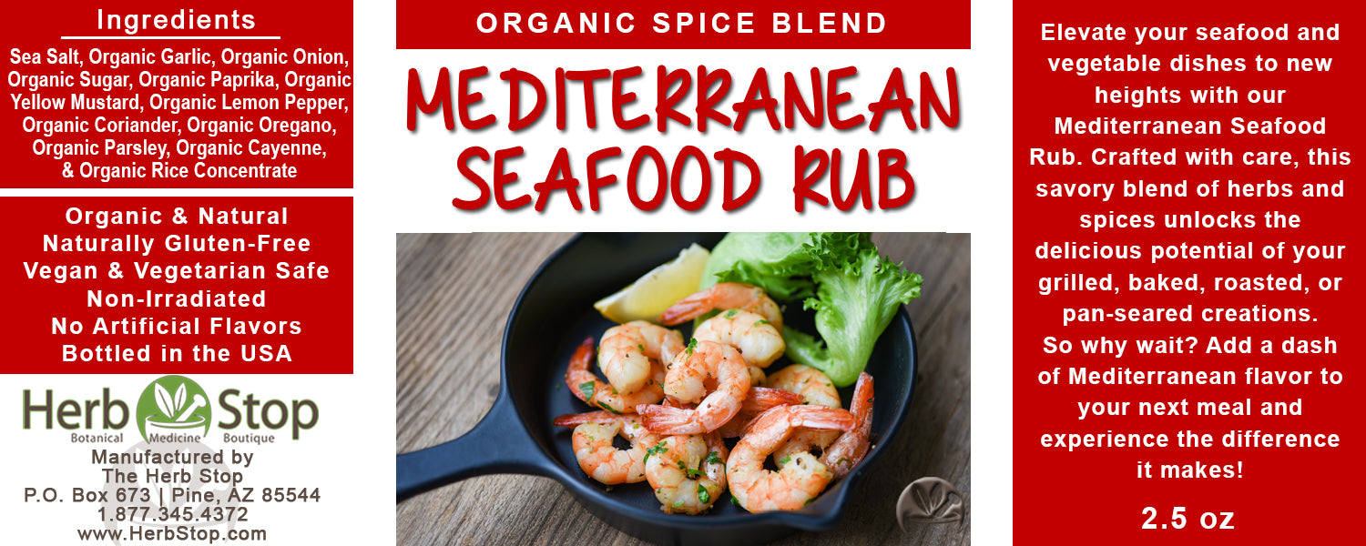 Organic Mediterranean Seafood Rub Label