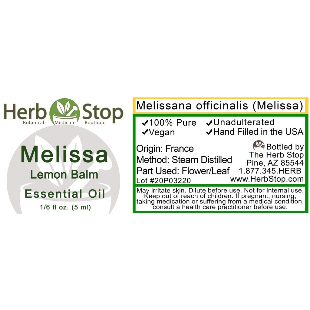 Melissa Essential Oil Label