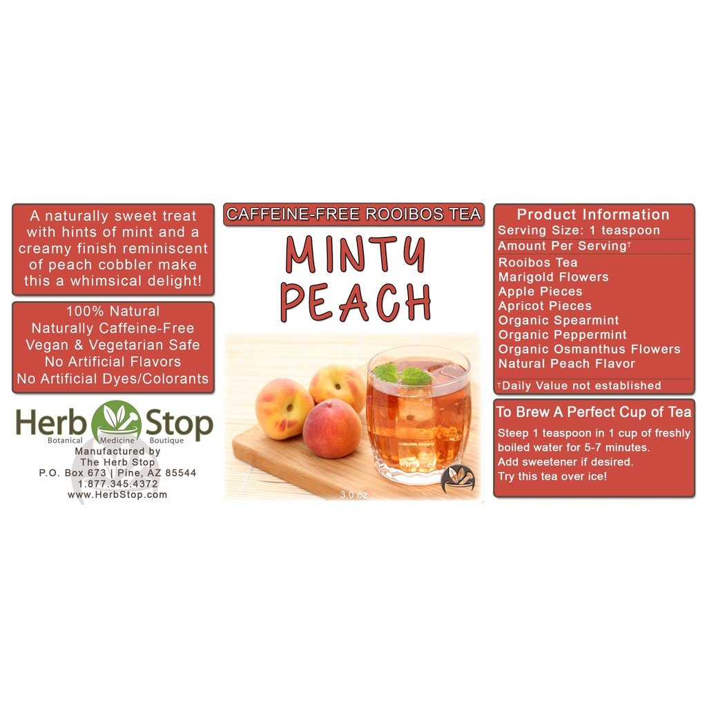 Minty Peach Loose Leaf Rooibos Tea Label