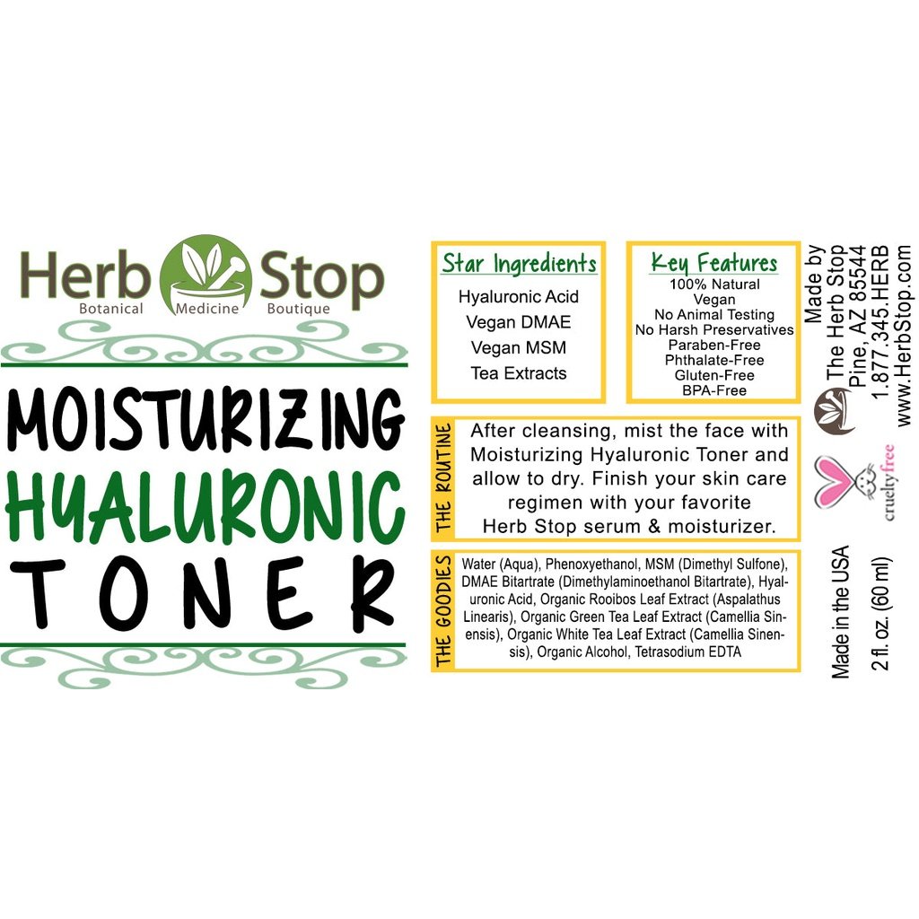 Moisturizing Hyaluronic Toner Label
