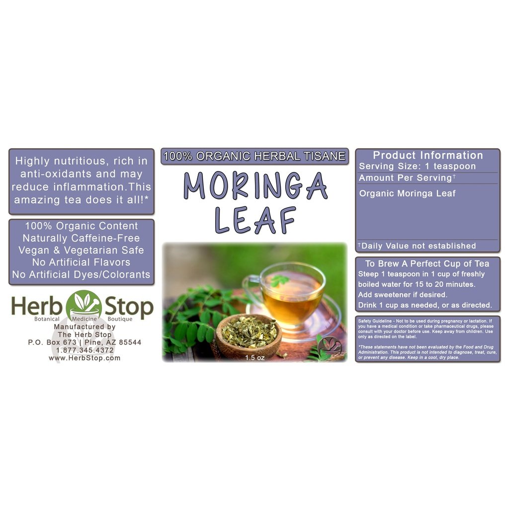 Moringa Loose Leaf Herbal Tea Label