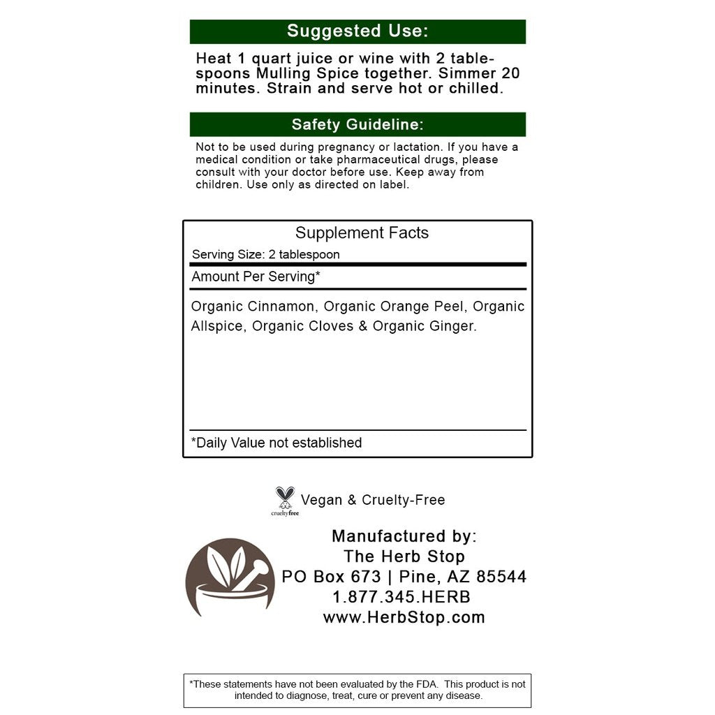 Mulling Spice Mix Label - Back