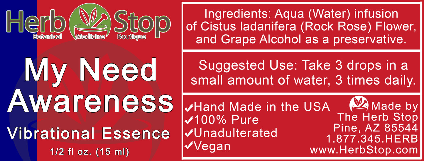 My Need Awareness Vibrational Essence Label
