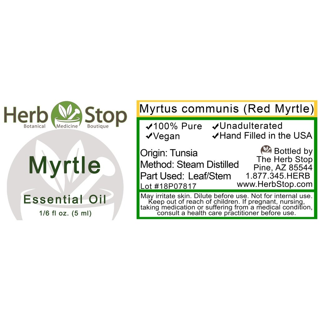 Myrtle Essential Oil Label