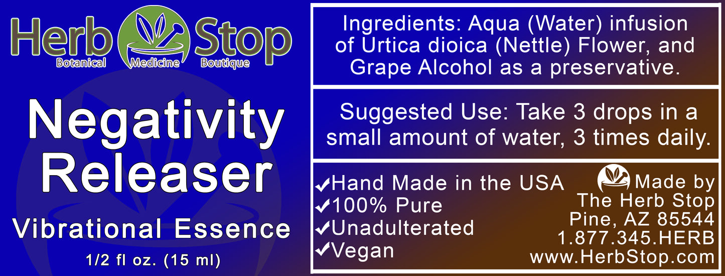 Negativity Releaser Vibrational Essence Label