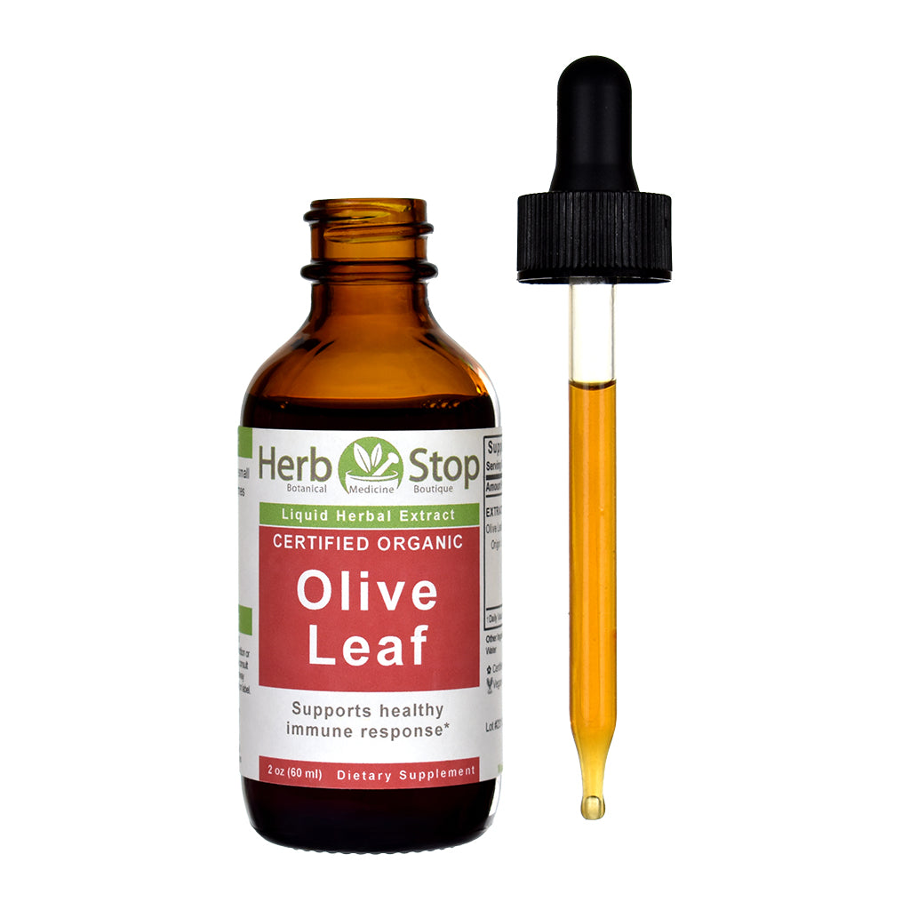 Organic Olive Leaf Liquid Extract 2 oz Bottle - Open