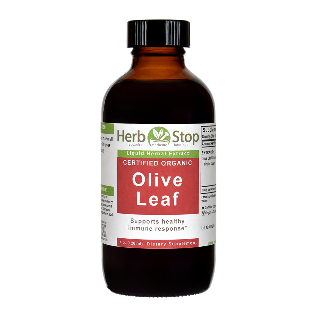 Organic Olive Leaf Liquid Extract 4 oz Bottle