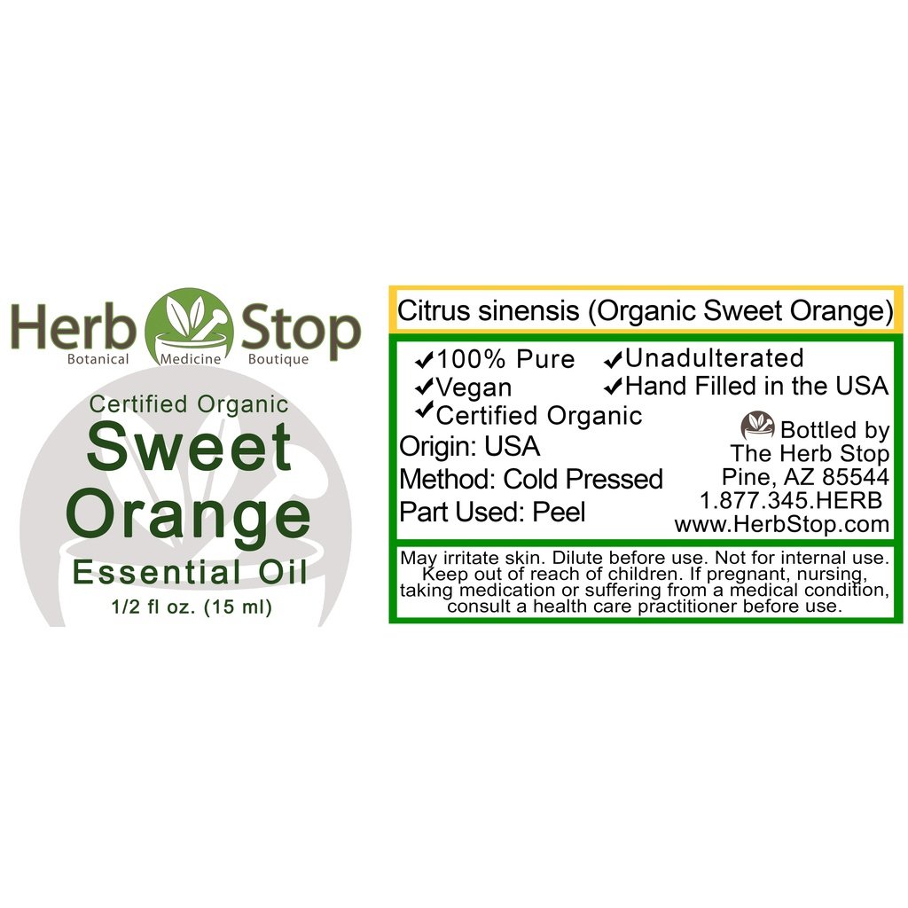 Organic Sweet Orange Essential Oil Label