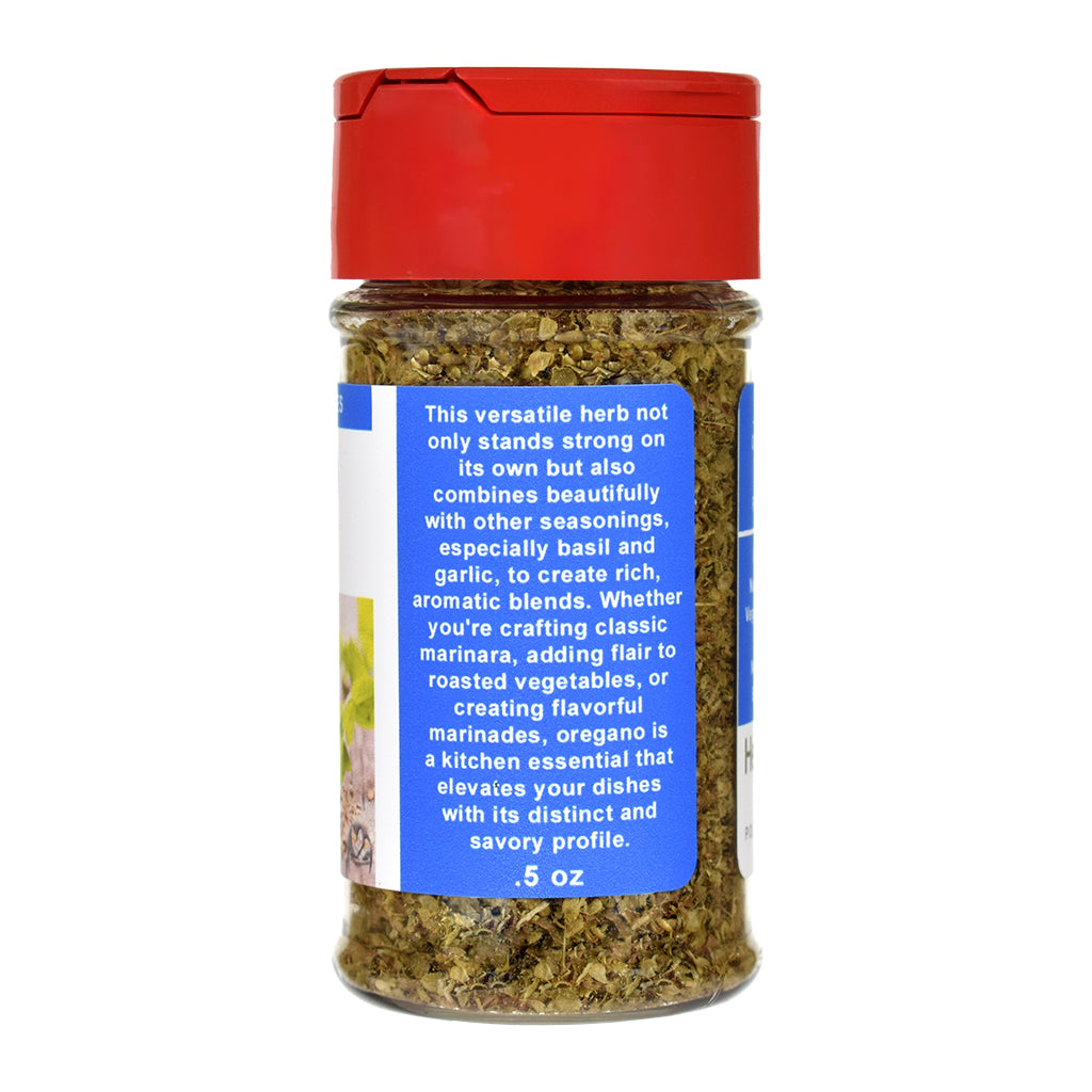 Organic Oregano Leaf Spice Jar - Right Side