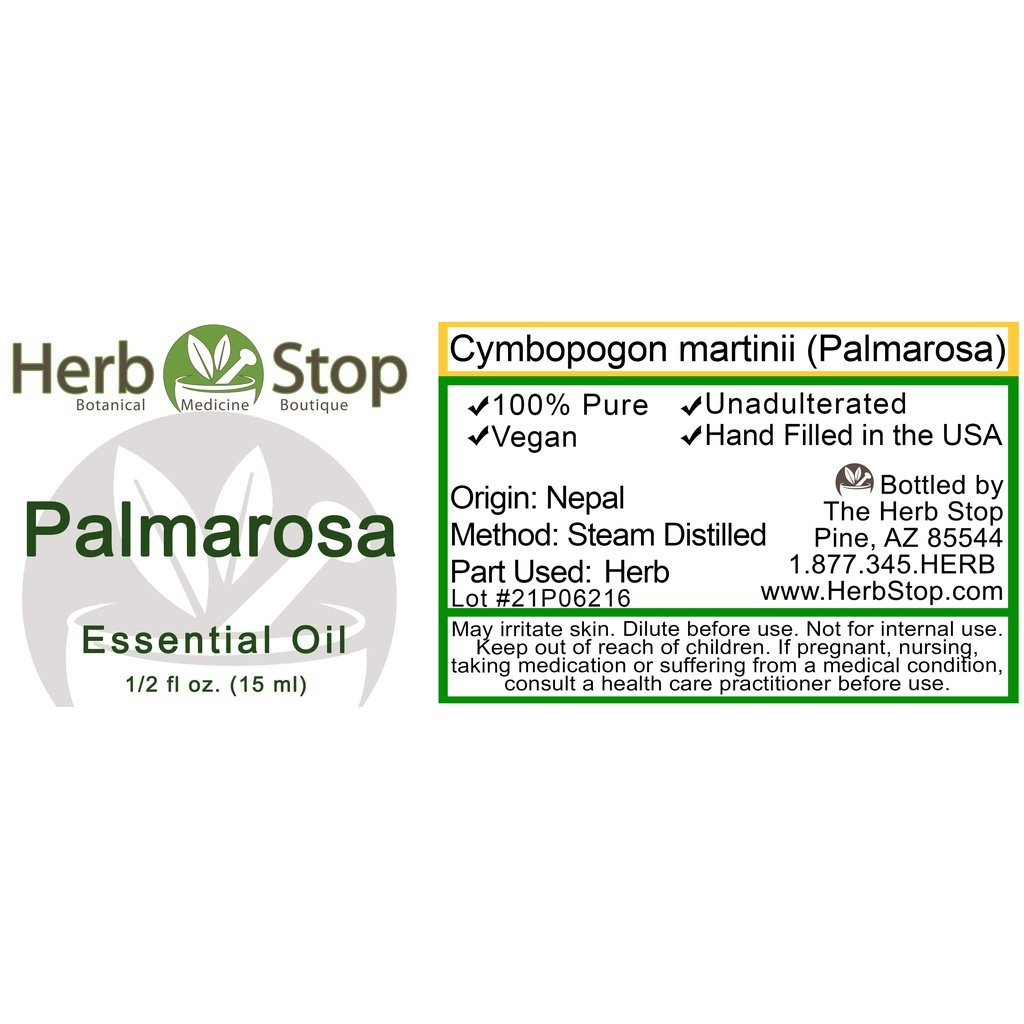 Palmarosa Essential Oil Label