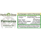Palmarosa Essential Oil Label