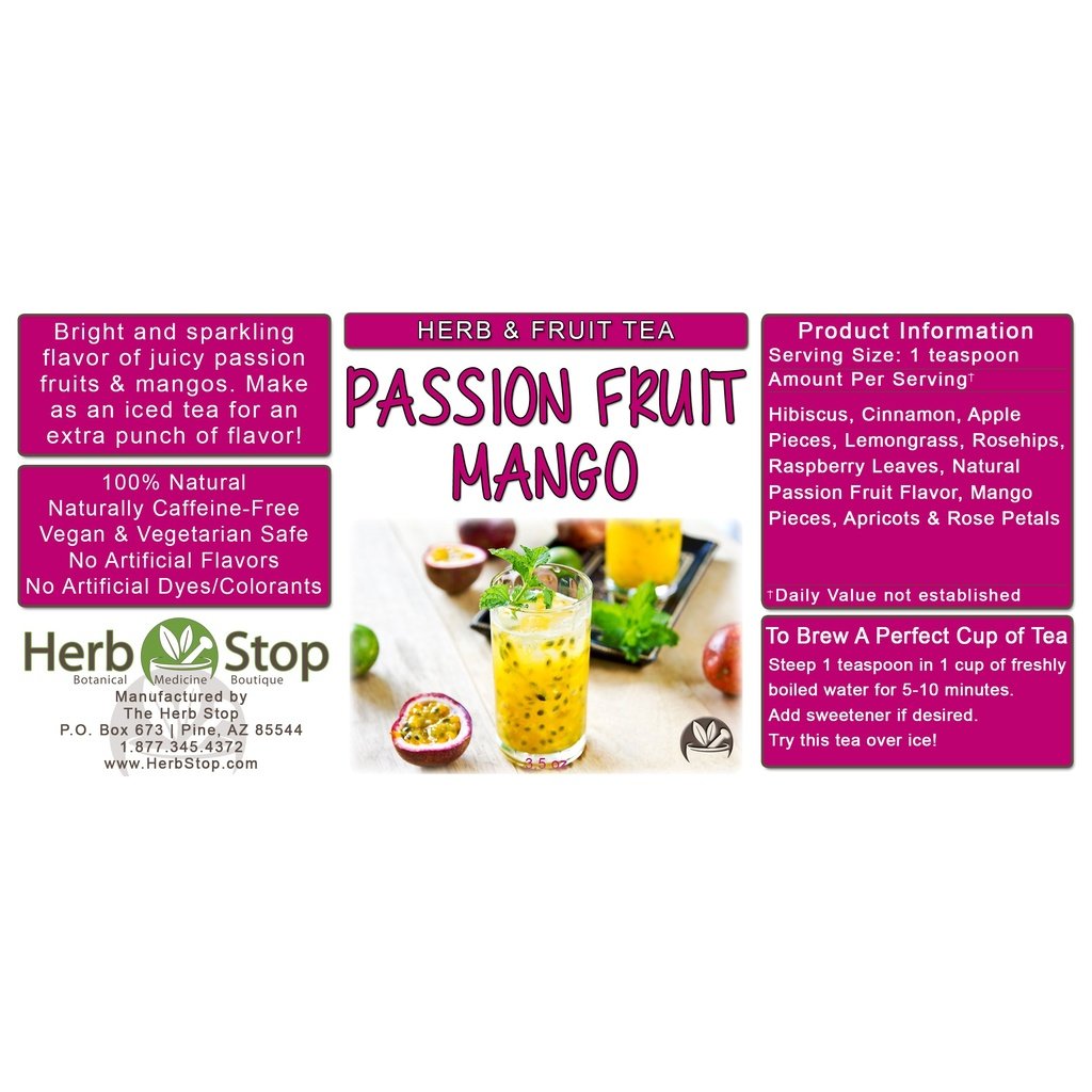 Passion Fruit Mango Loose Leaf Herb & Fruit Tea Label