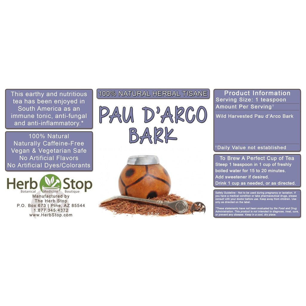 Pau d'Arco Bark Loose Leaf Herbal Tea Label