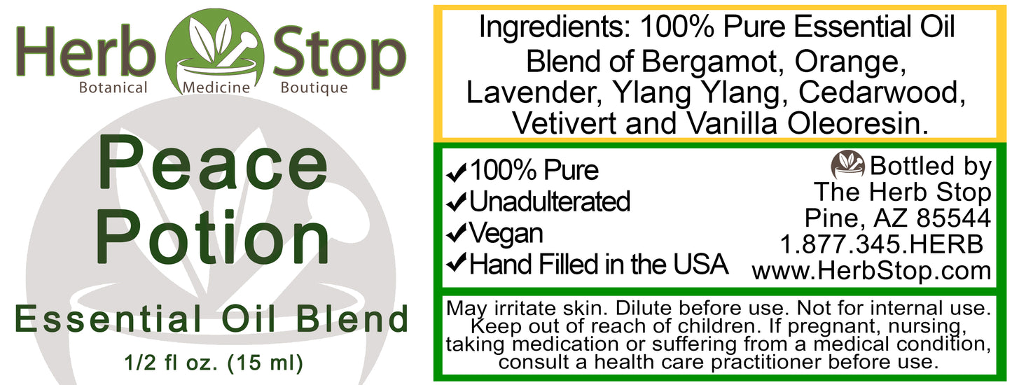 Peace Potion Essential Oil Blend Label