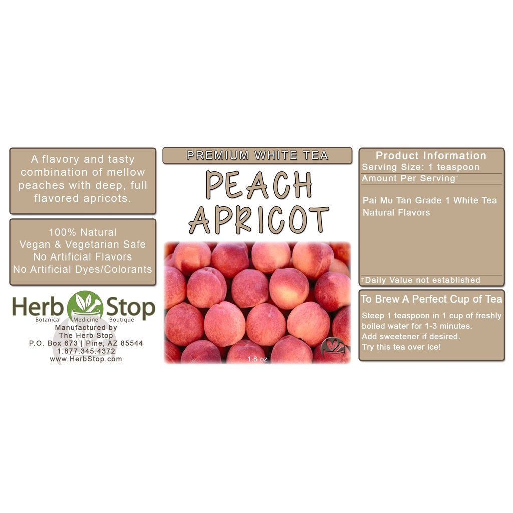 Peach Apricot Loose Leaf White Tea Label