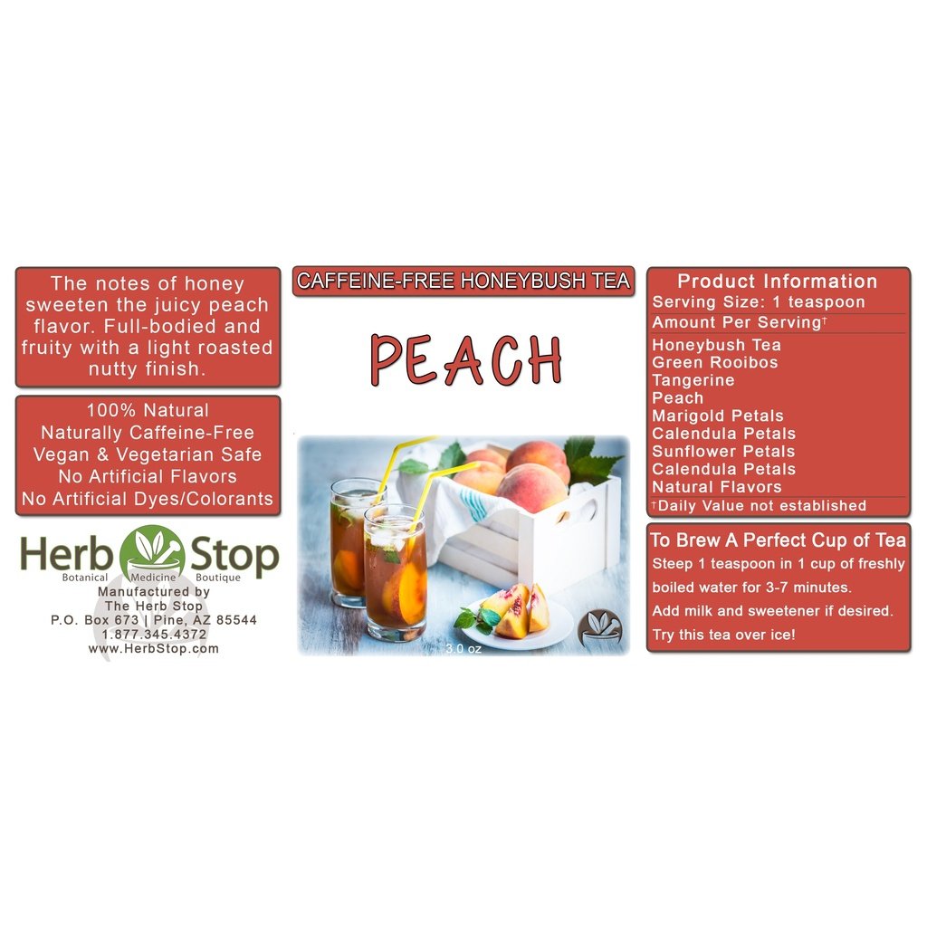 Peach Loose Leaf Honeybush Tea Label