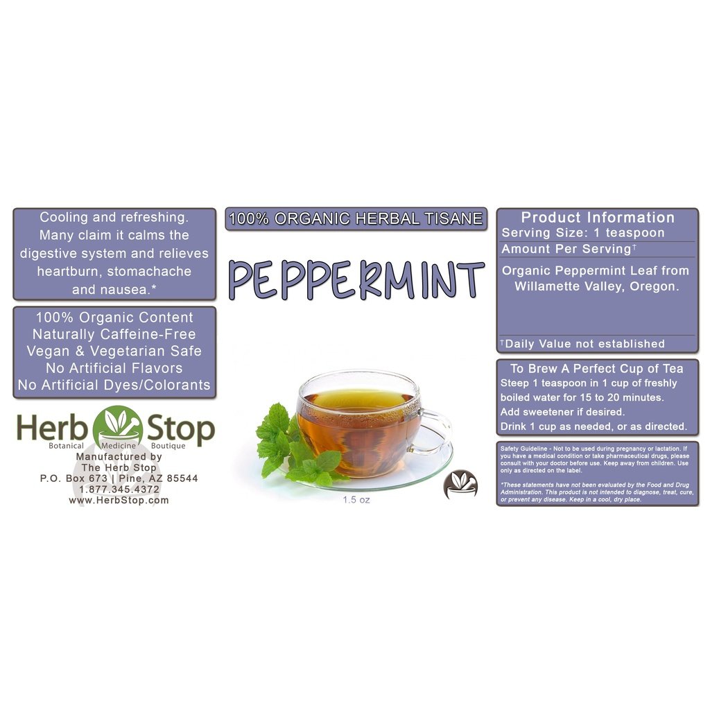 Organic Peppermint Loose Leaf Herbal Tea Label