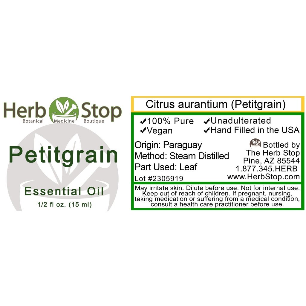 Petitgrain Essential Oil Label