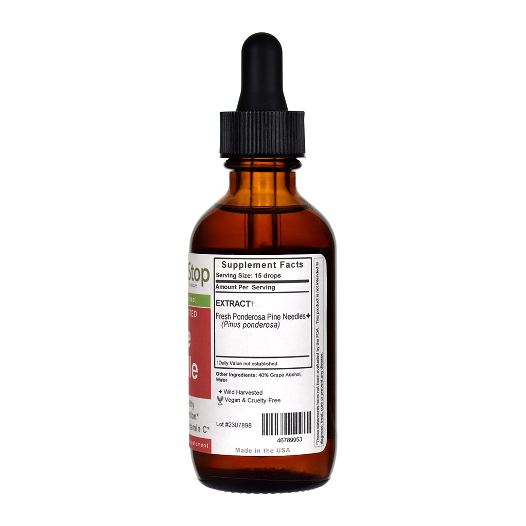 Wild Harvested Pine Needle Liquid Extract 2 oz Bottle - Right