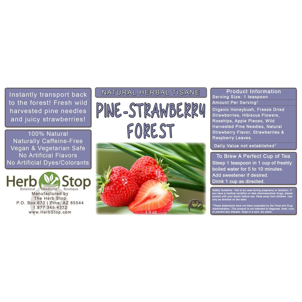 Pine-Strawberry Forest Loose Leaf Herbal Tea Label