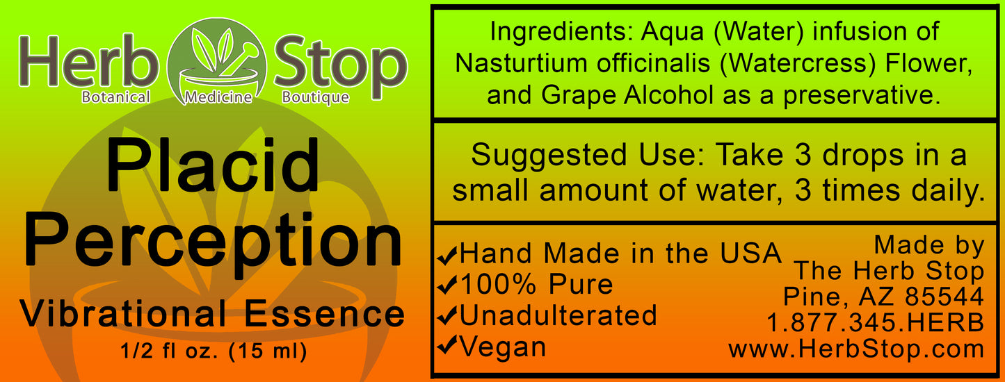 Placid Perception Vibrational Essence Label