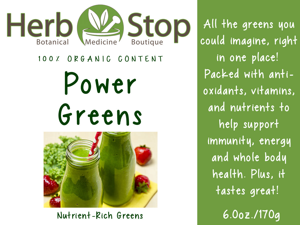 Organic Power Greens Powder Label - Front