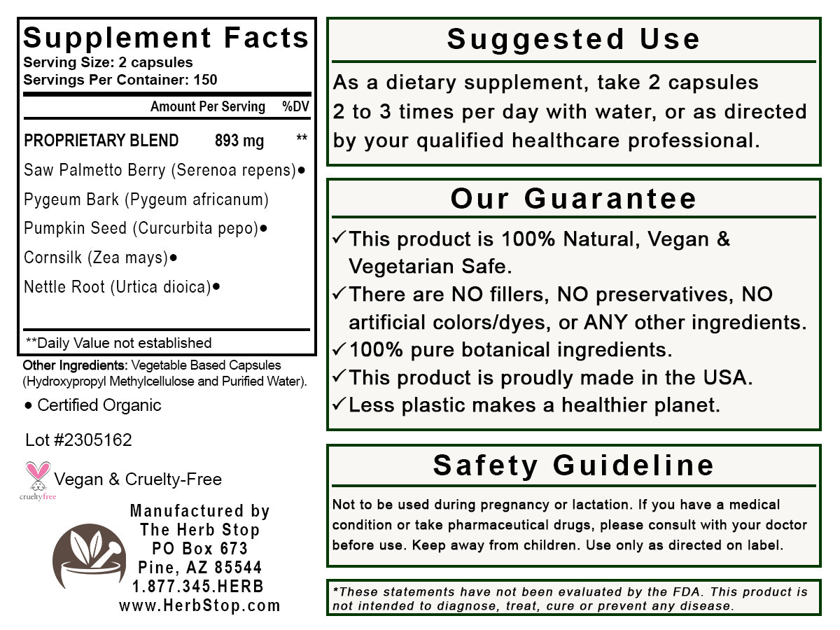 Pros Eaz Capsules Label - Back