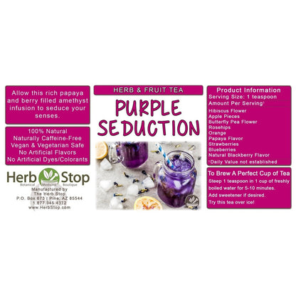 Purple Seduction Loose Leaf Herb & Fruit Tea Label