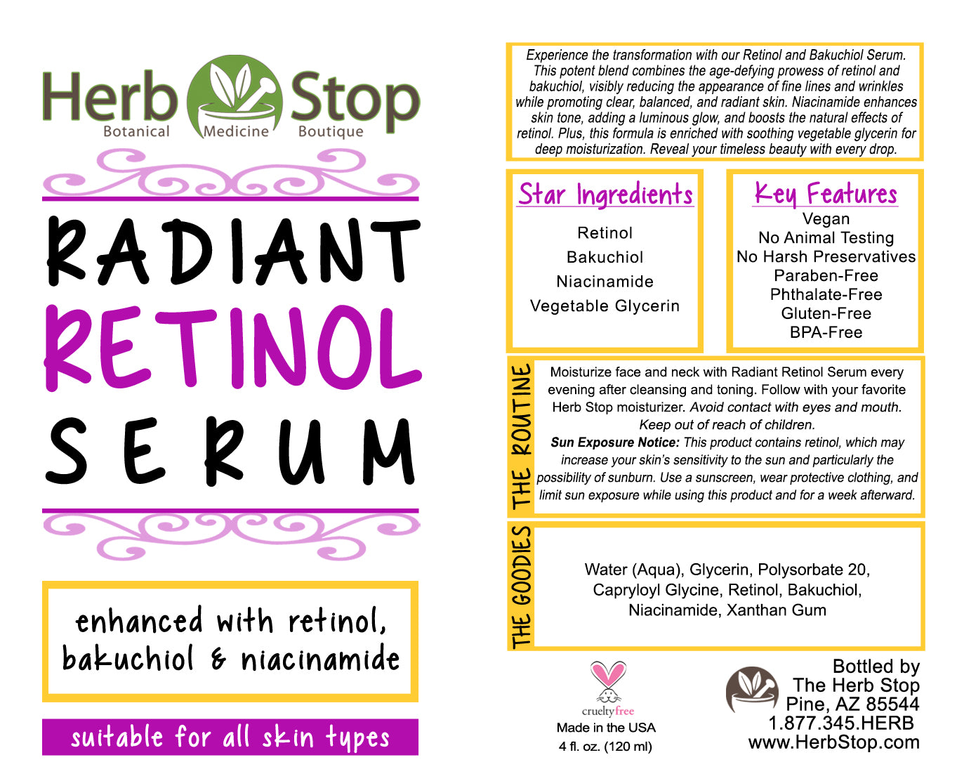 Radiant Retinol Serum Label