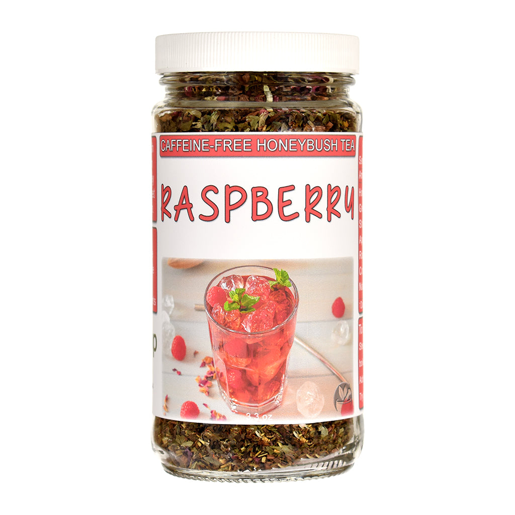 Raspberry Honeybush Tea in glass jar
