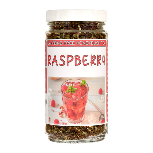 Raspberry Honeybush Tea in glass jar