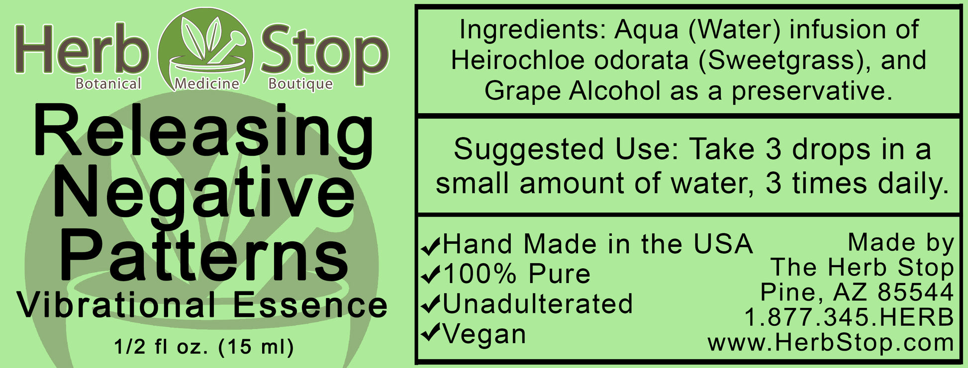 Releasing Negative Patterns Vibrational Essence Label