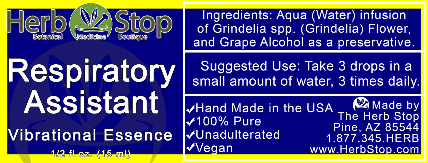 Respiratory Assistant Vibrational Essence Label