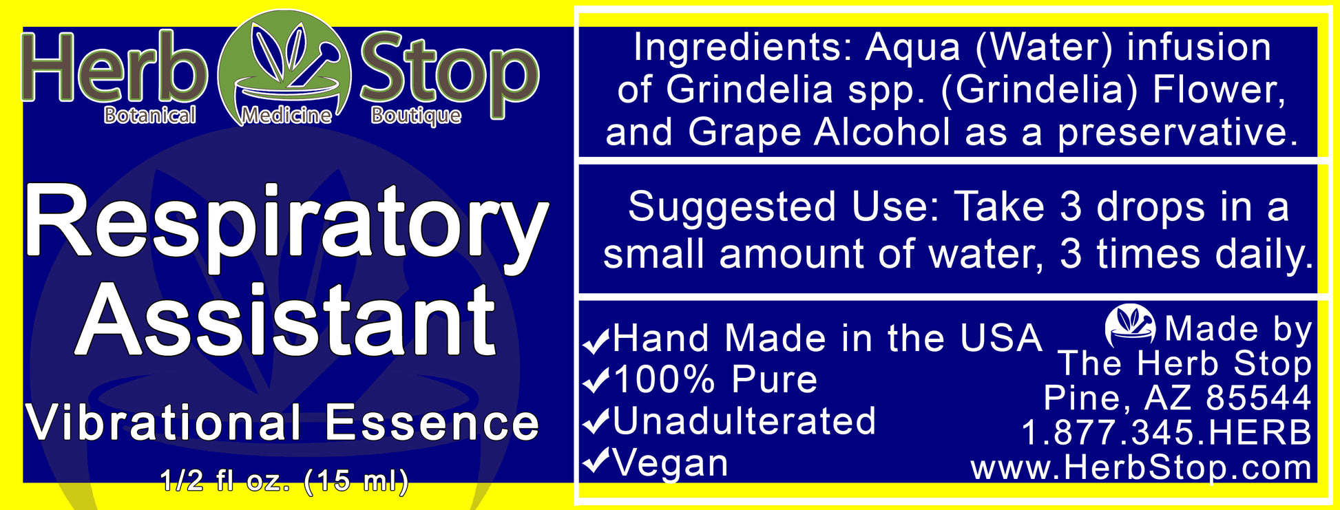 Respiratory Assistant Vibrational Essence Label