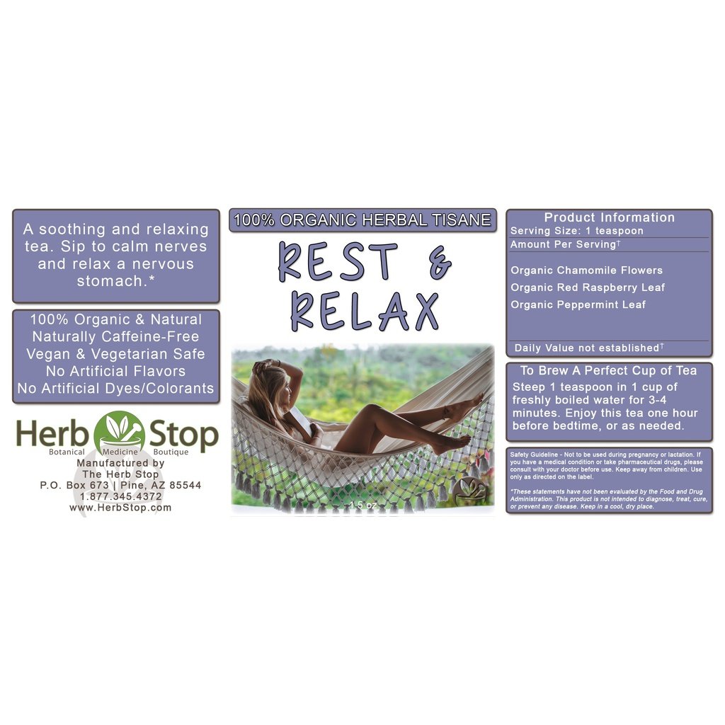 Rest & Relax Loose Leaf Herbal Tea Label