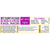 Resurfacing Rose & Glycolic Face Mask Label