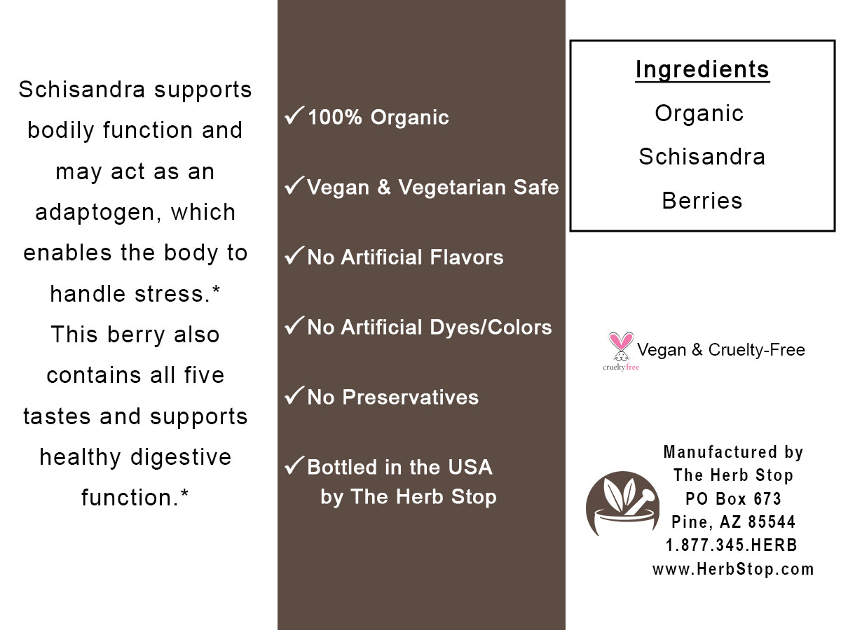 Organic Schisandra Berries Label - Back