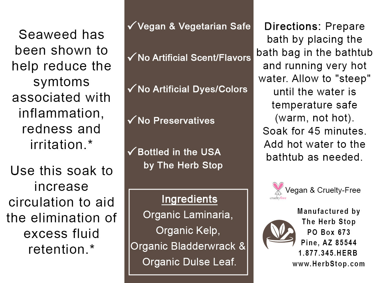 Organic Seaweed Bath Bags Label - Back