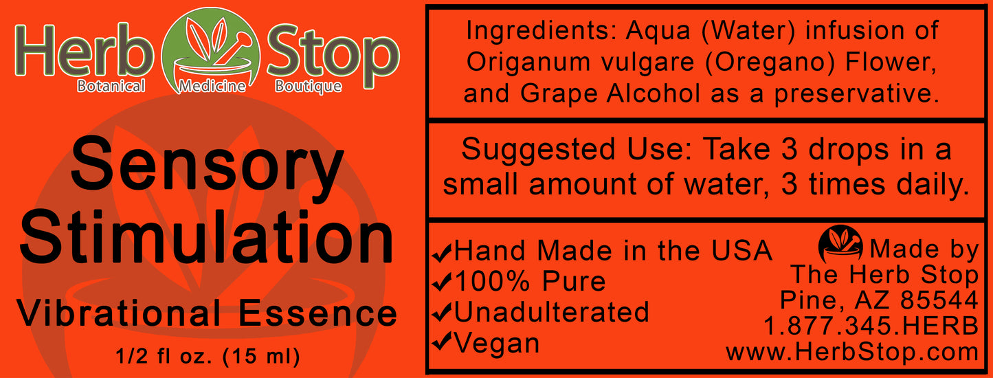 Sensory Stimulation Vibrational Essence Label