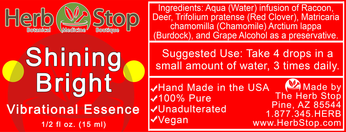 Shining Bright Vibrational Essence Label