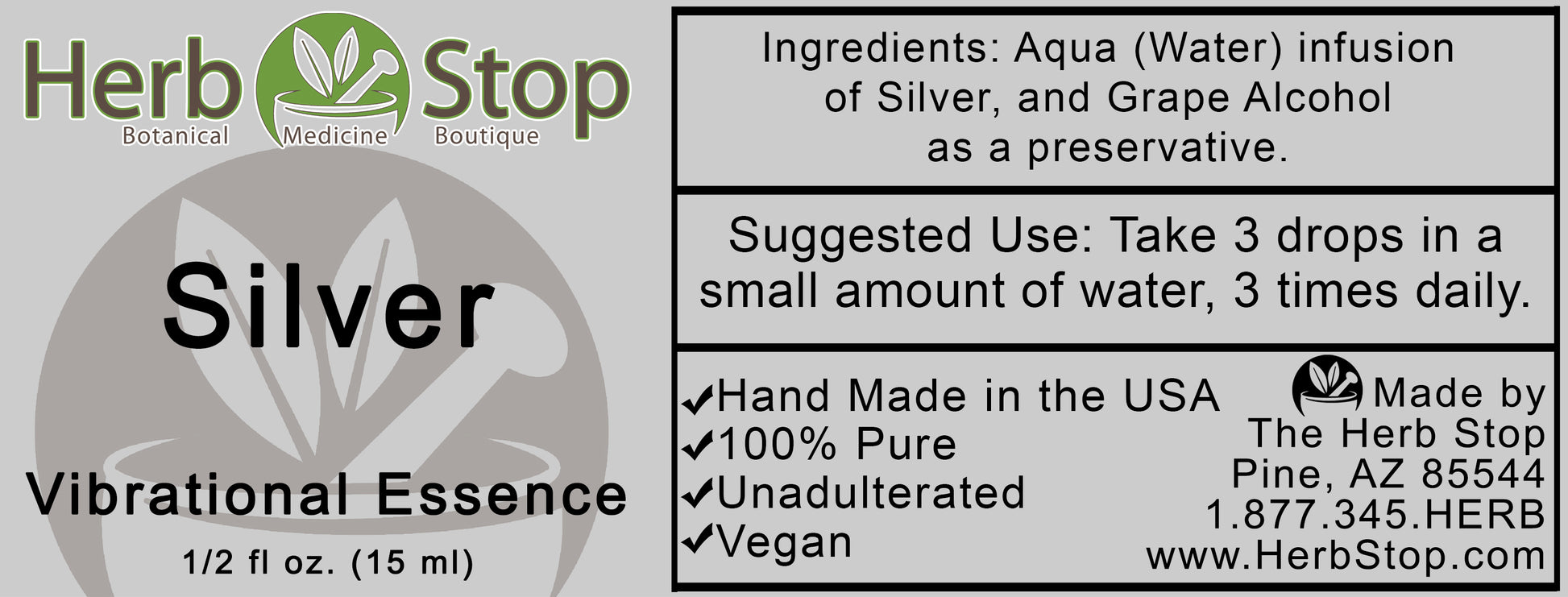 Silver Vibrational Essence Label