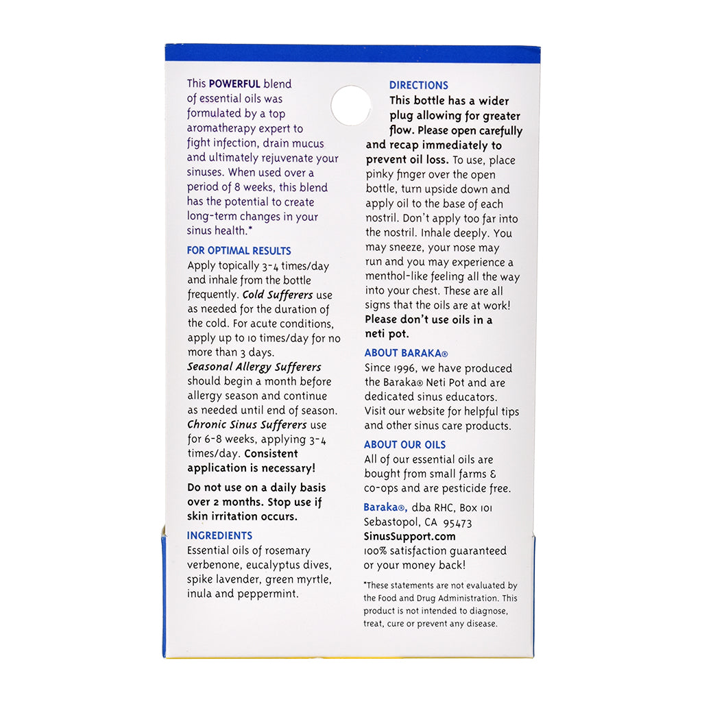 Sinus Rejuvenation Oil by Baraka - Back